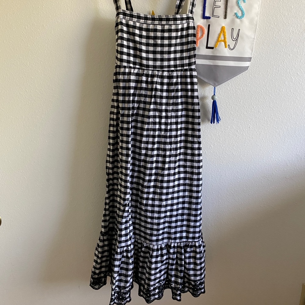 J. Crew Black and White Gingham Maxi Sundress